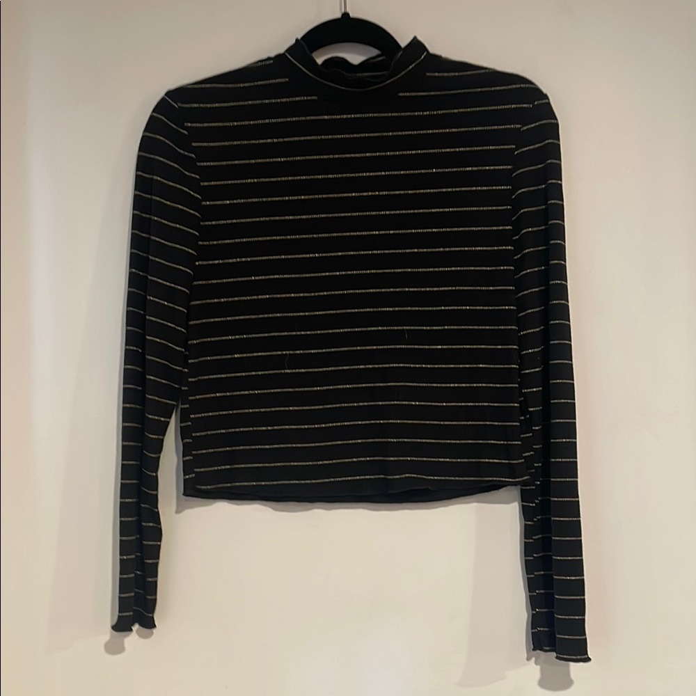 Jack by BB Dakota Sz M Striped Black and Gold Women's Top
